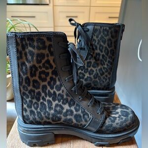 Rag & Bone Shaye Leopard Print Suede Combat Boots size 39